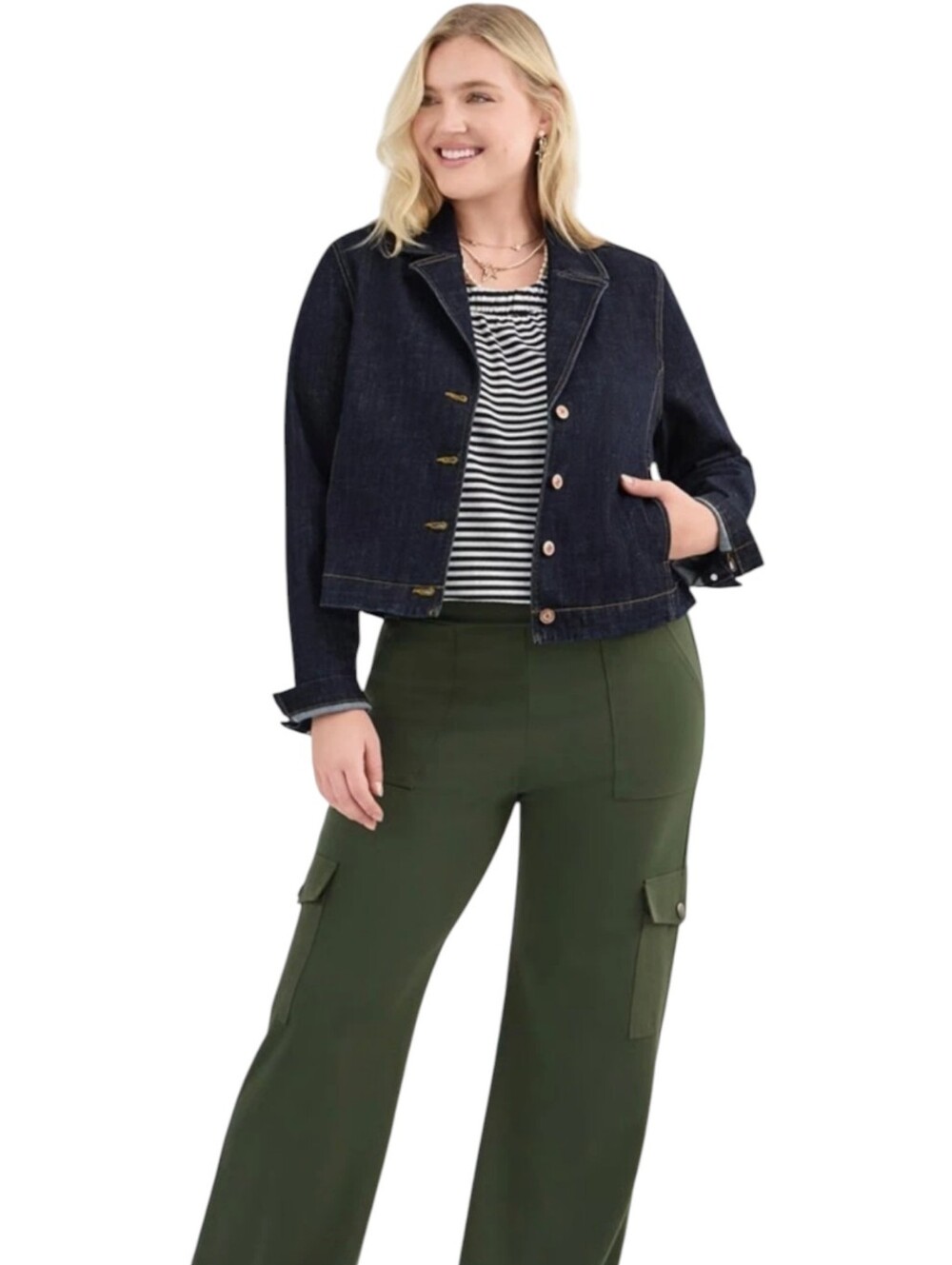 Cabi Johnny Jacket Notch Collar Dark Denim Jeanc Jacket | Size M | Indigo #4681 - Picture 2 of 14